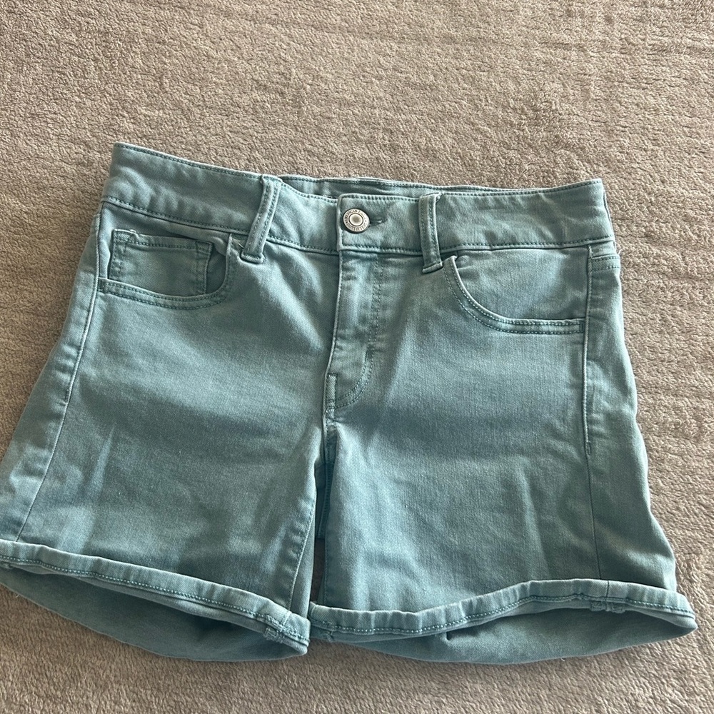 Green American eagle jean shorts